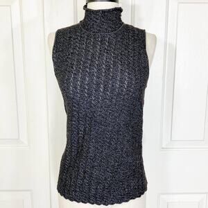 Black mock neck sleeveless Sweater by Dana Buchman black wool /rayon size Medium